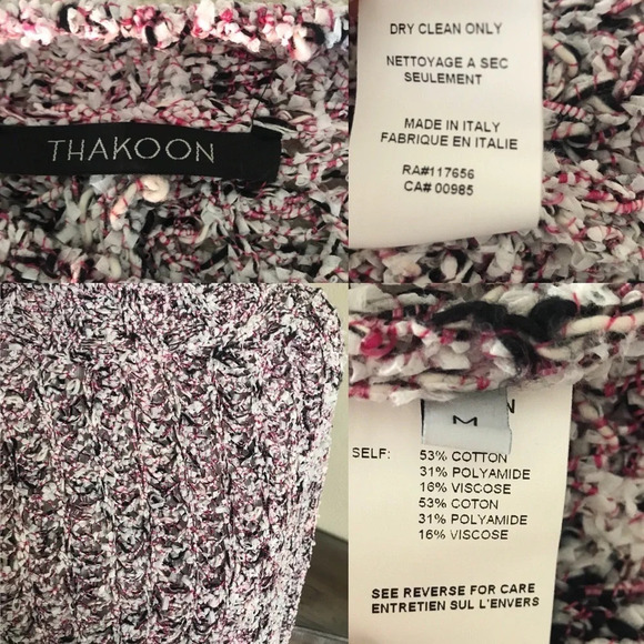 NWOT THAKOON Pink White Slit-Back Cotton-Blend Sweater Open Knit Casual Medium - Picture 8 of 8